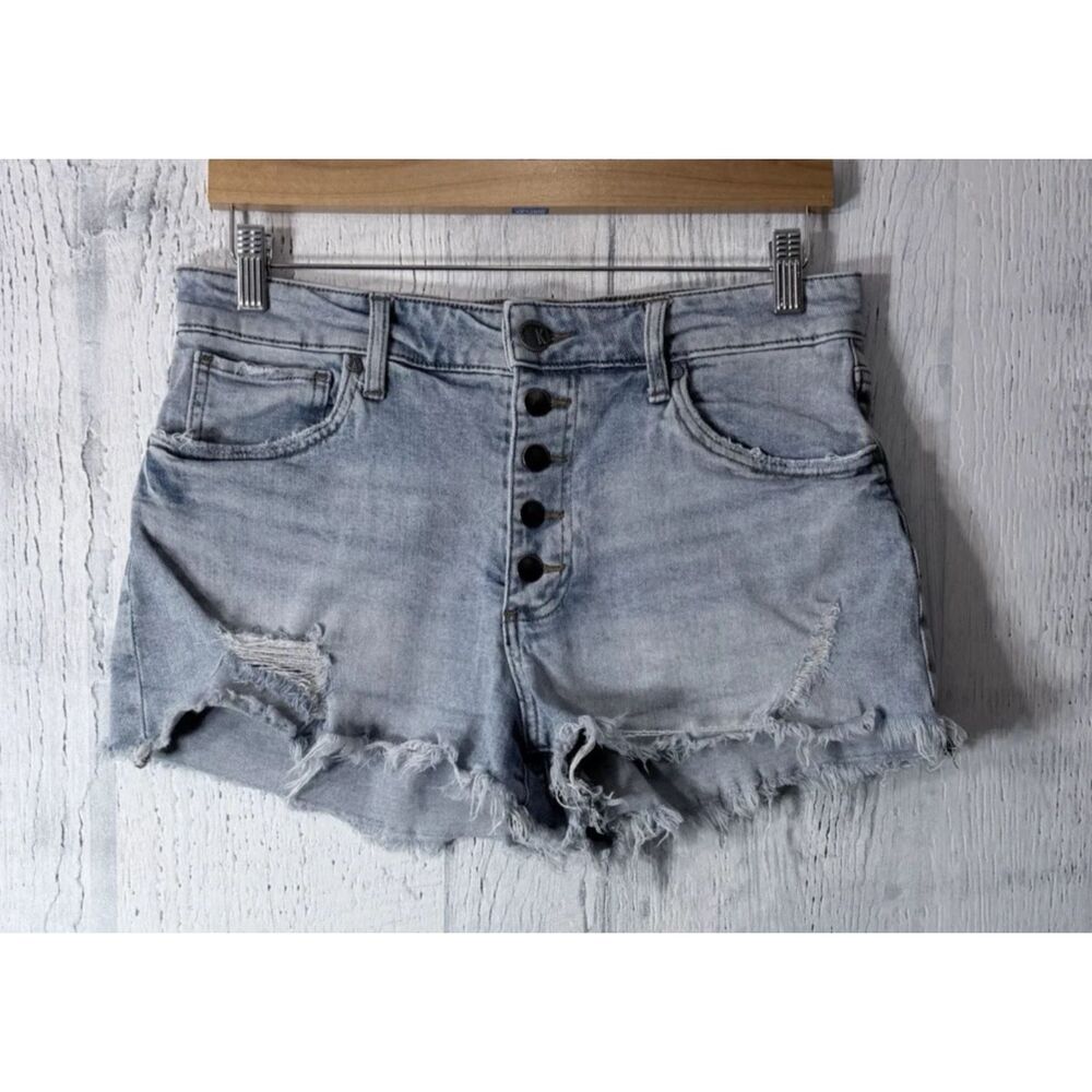 Kut From the Kloth High Rise Distressed Button Fly Jean Shorts Womens Size 8